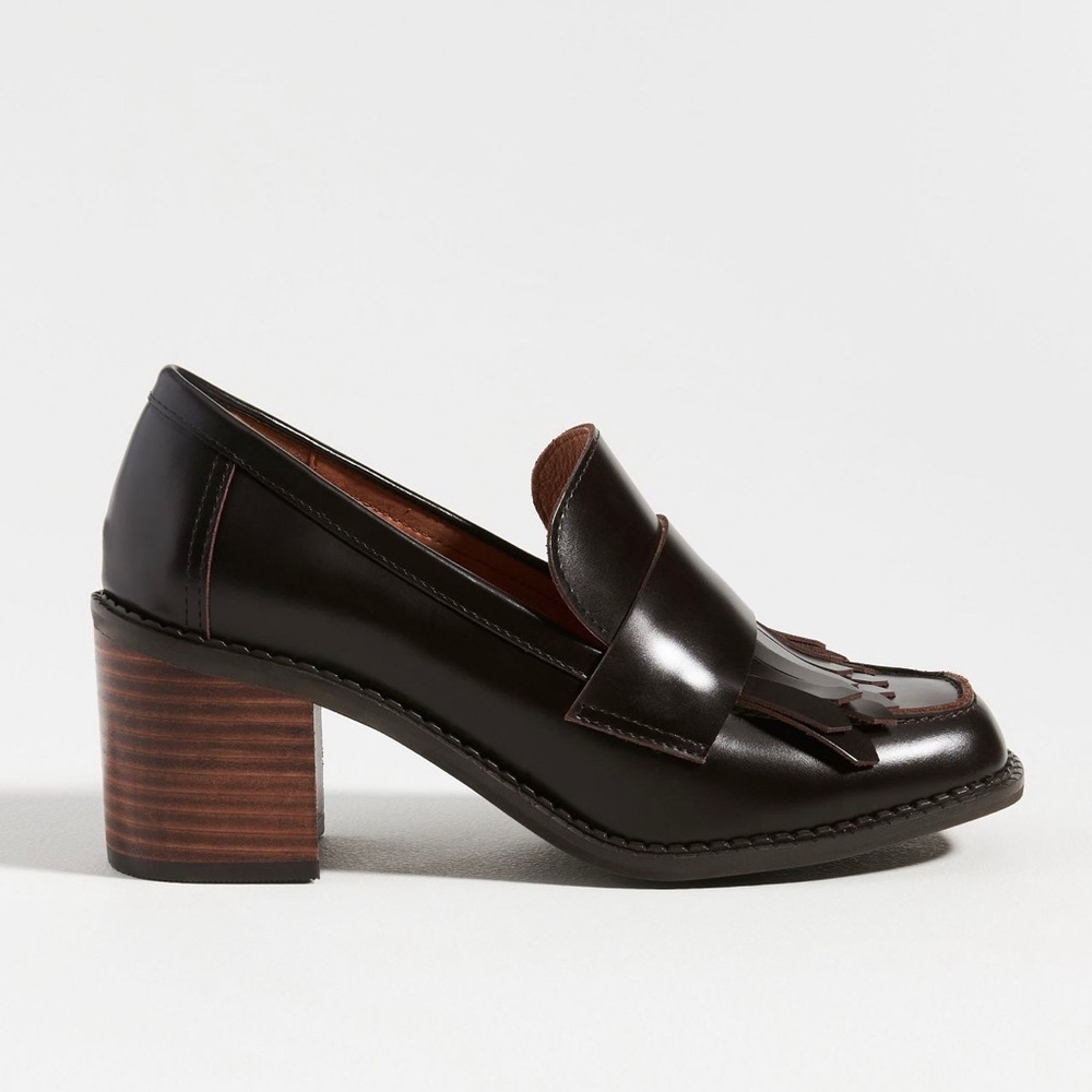 Anthropologie New NIB Size 40 (9) All Black Kilty Lady Heels Mary Jane Oxfords